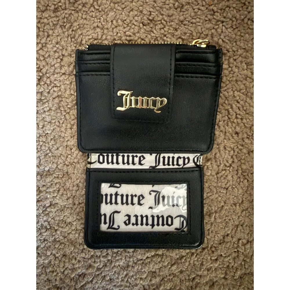 Women's Juicy Couture Black Gold Studded Card Holder Wallet